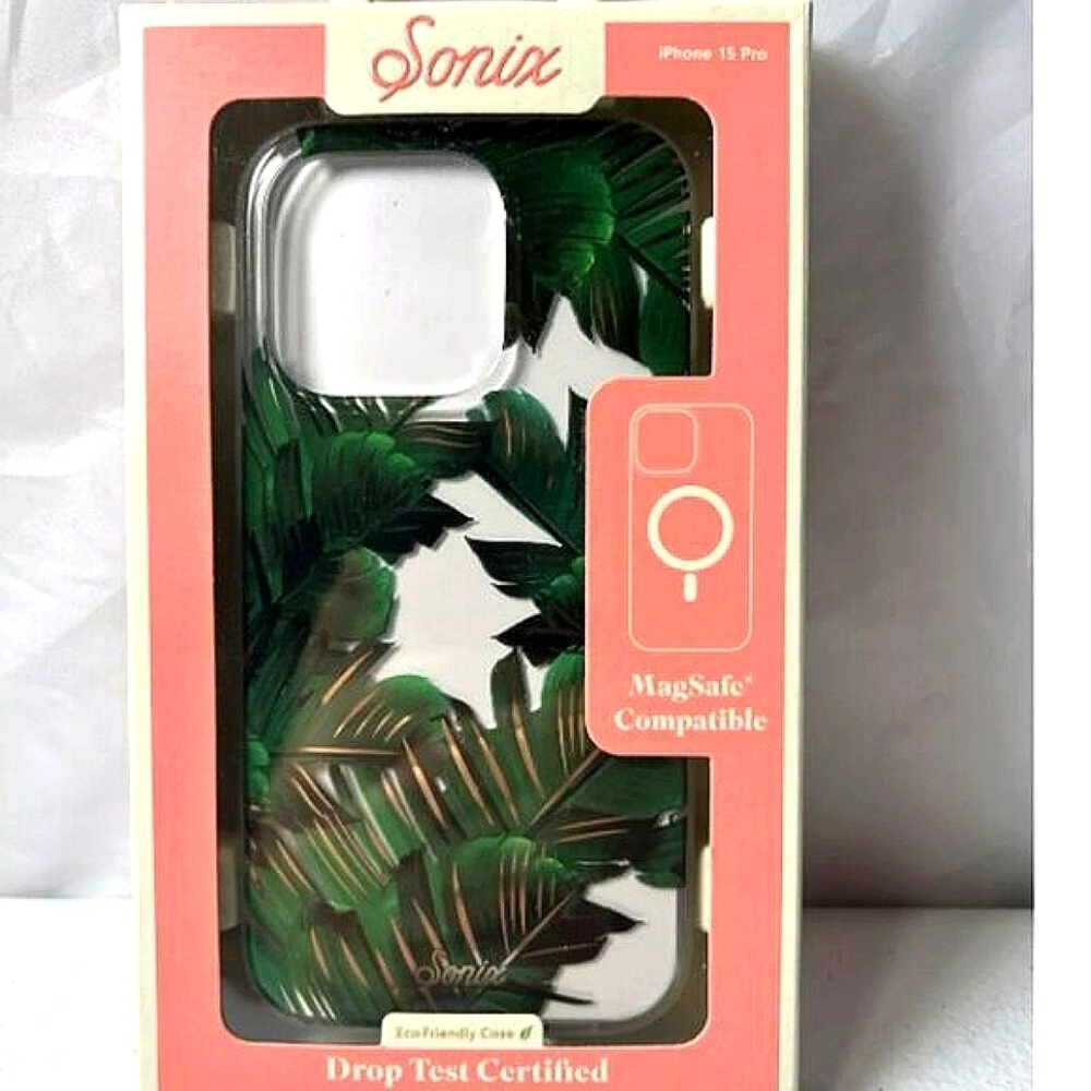 Sonix iPhone 15 Pro Case MagSafe Compatible Tropical Leaf Design NIB